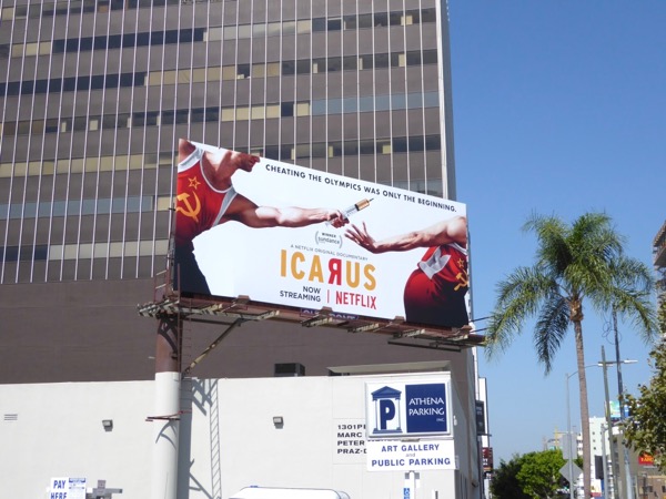 Icarus documentary billboard Wilshire Boulevard Icarus documentary billboard