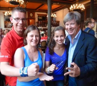 The 'wildcard' team from San Marino at the 2012 International Rock Paper Scissors Championships in London. From l-r Richard Gottfried, Emily Gottfried, Sophie Barry, Dave Barry
