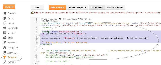 Redirect Blogger HTTP to HTTPS Using Javascript