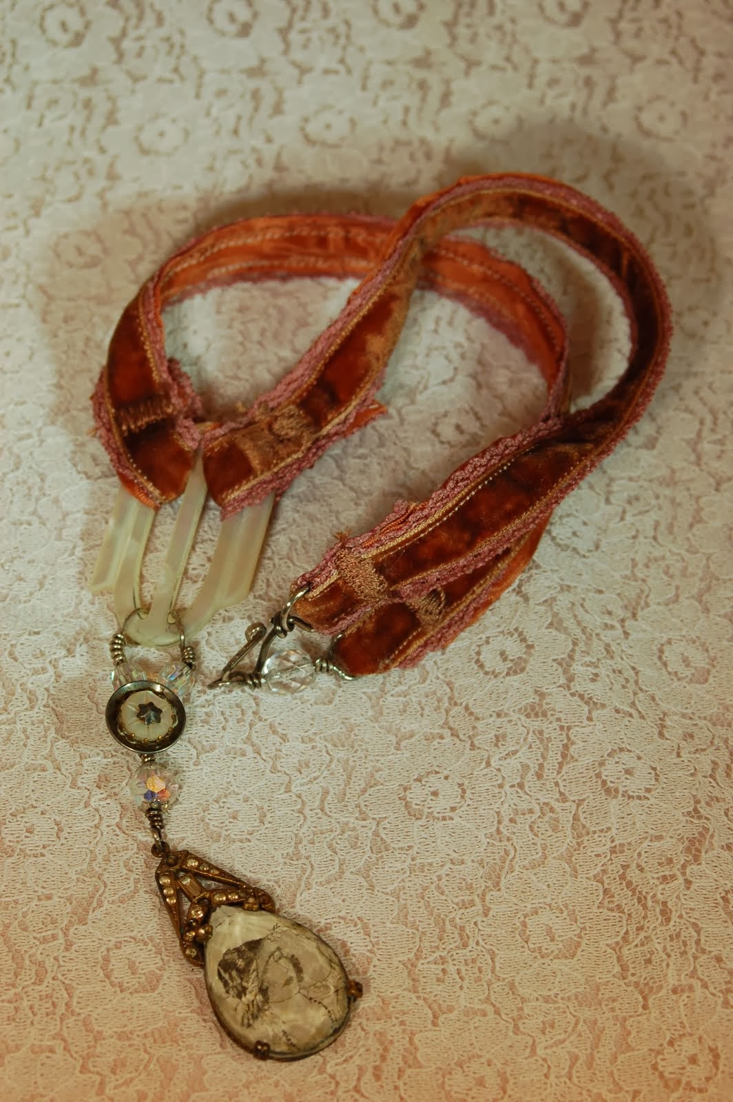 Necklace with vintage buckle