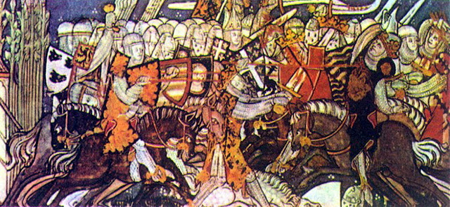 Битва Роланда с басками (миниатюра XIV века)