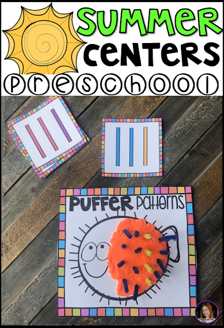Are you looking for fun and simple thematic centers that you can prep quickly for your preschool classroom? Preschool Summer Centers was created for children ages 4-6 and mature 3 year-olds (looking for a challenge). These centers are sure to keep their interest and will help build important literacy, math and writing (fine-motor) skills. This unit is also great review and practice for children leaving preschool and heading to kindergarten. There are a lot of opportunities to practice extra alphabet and number practice.