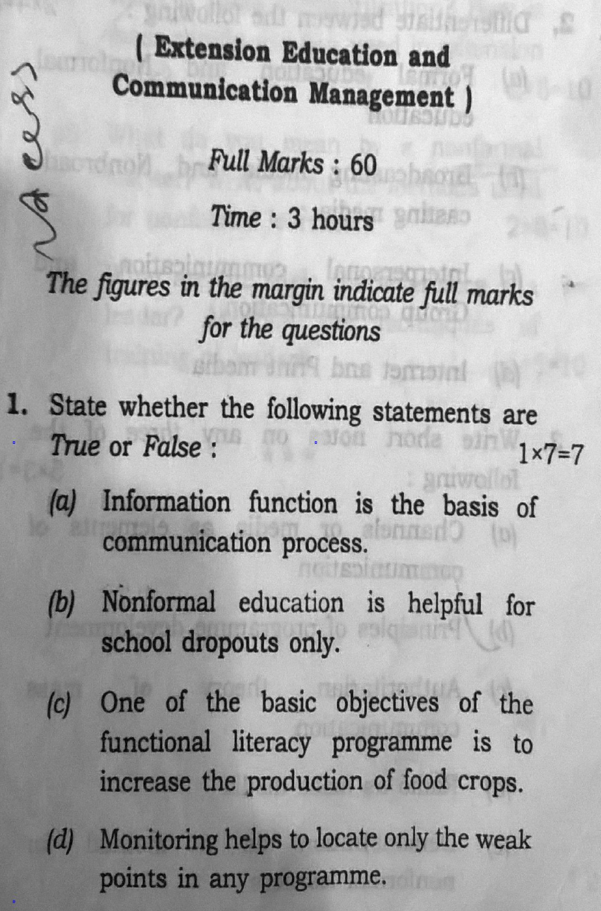 Gauhati University B.Sc Home Science Extension Education and