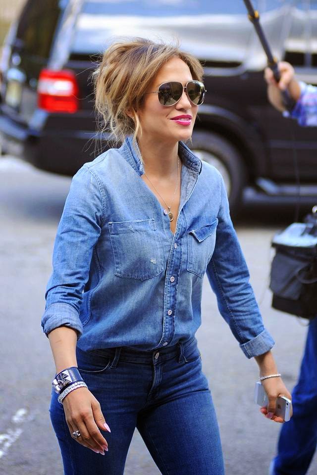 Jennifer Lopez in Denim Blue while filming in the Bronx | Connecting ...
