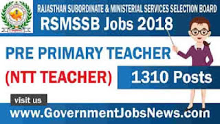 RSMSSB Pre Primary Teacher NTT Teacher Recruitment 1310 Posts