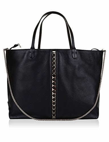 Valentino Garavani Shoulder Bag in Black Leather with Silver Studs Handbag Purse FWB00318 0NO ...