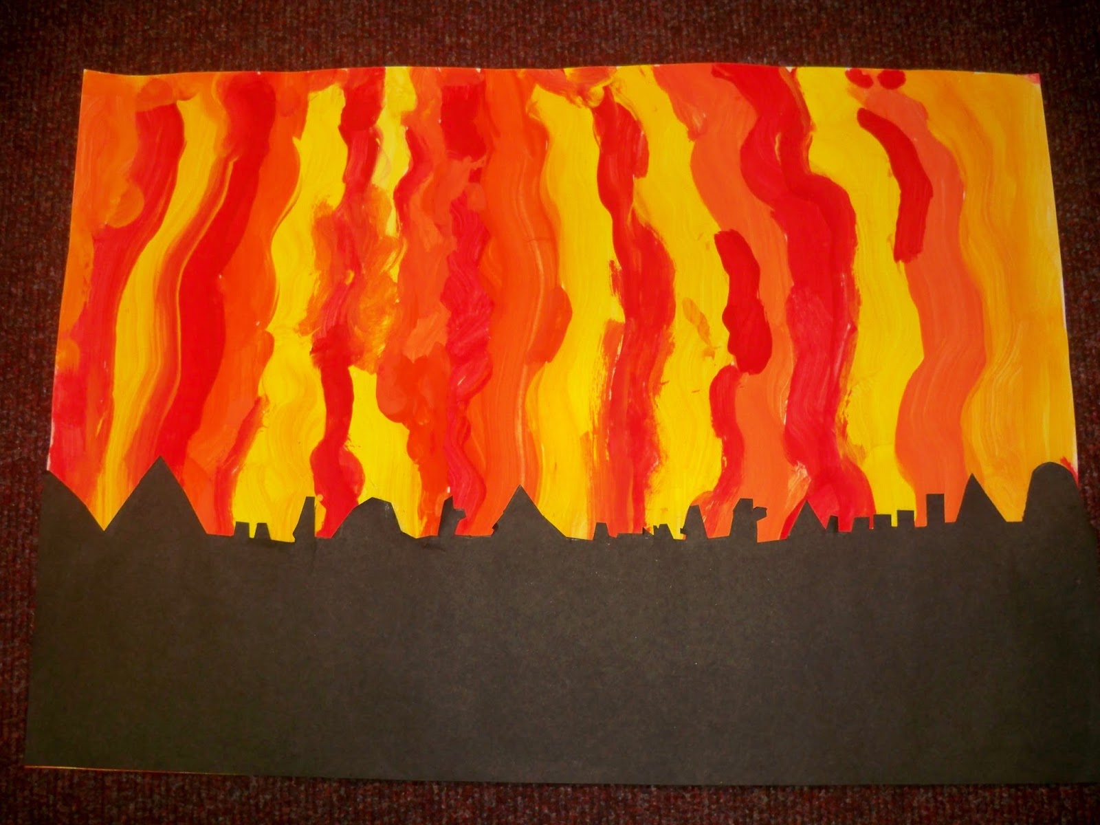 Hedgehogs : Great Fire of London silhouette paintings.