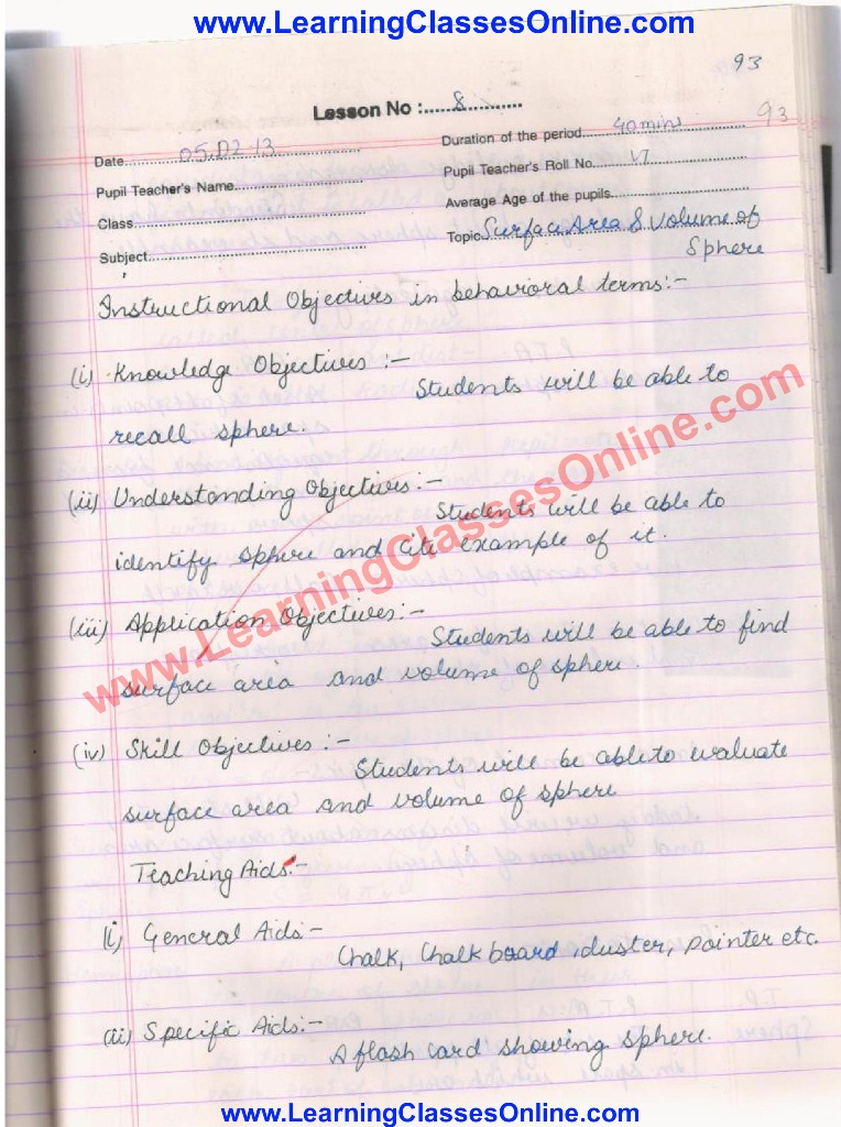 Lesson Plan in Mathematics for High School