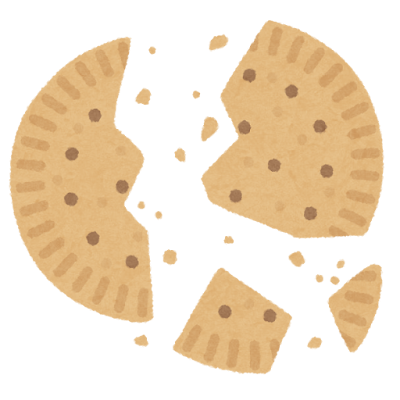 割れたビスケットのイラスト