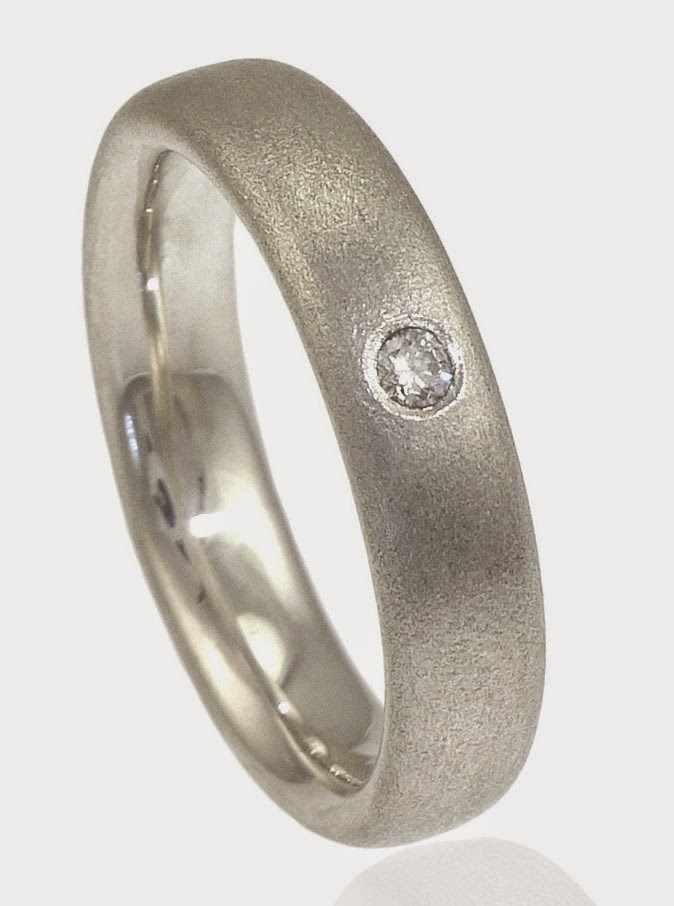 Simple Mens Silver Wedding Rings Small Diamond Design