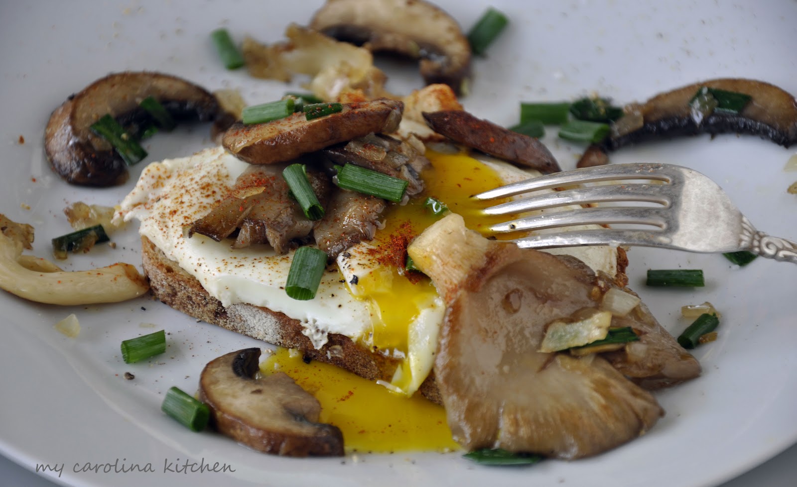My Carolina Kitchen Wild Mushroom Toasts with Eggs Recipe