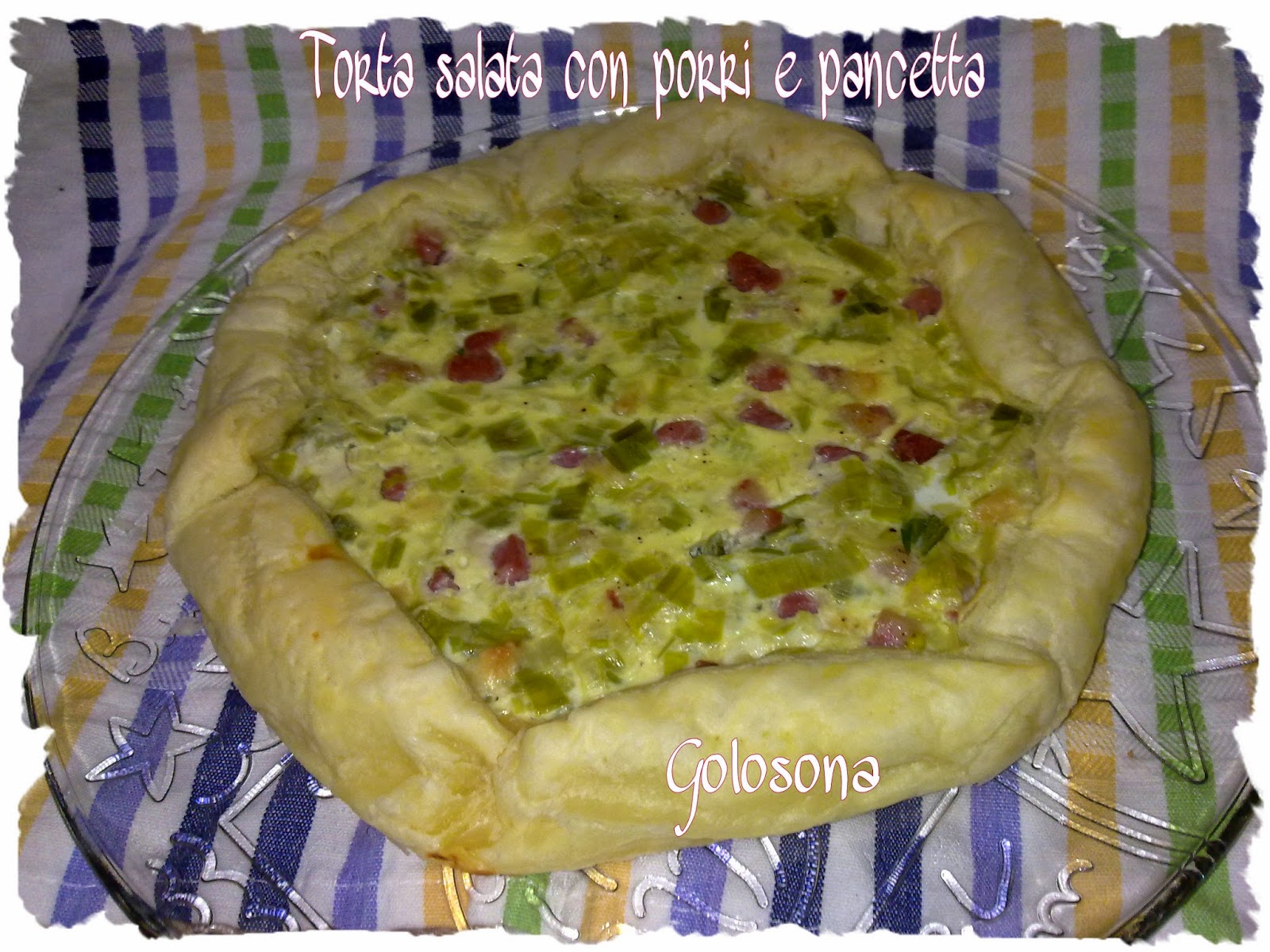 torta salata con porri e pancetta