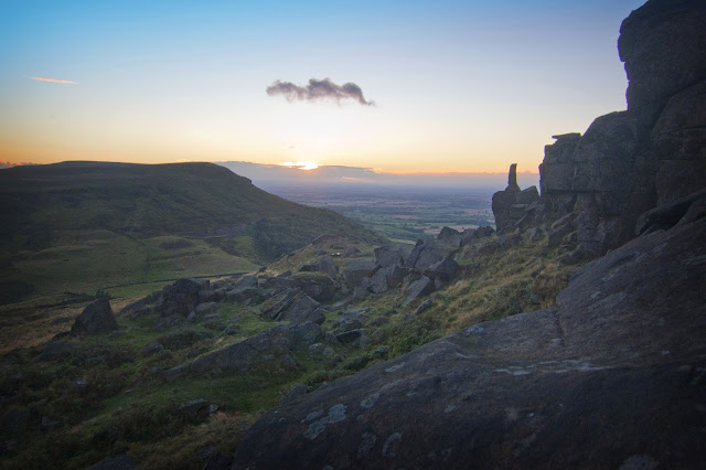 sunset over the wainstones, cleveland way, north york moors