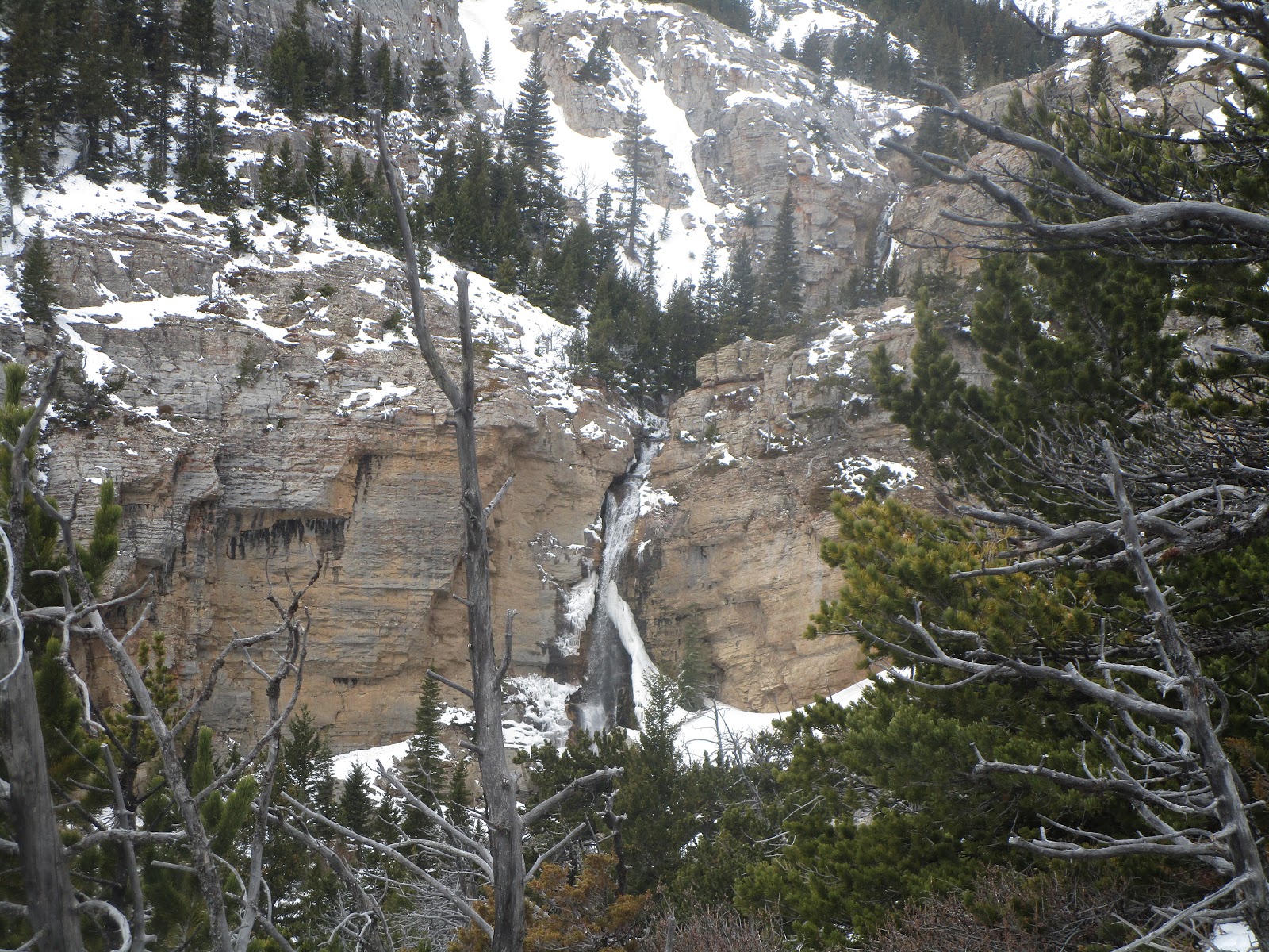 Out there with Tom Tromping to Willow Creek Falls in snow