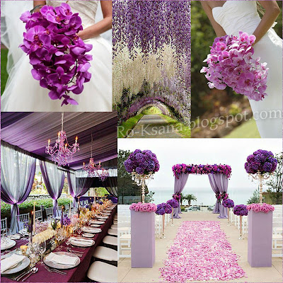 Свадьба оформление букет невесты палитра Сияющая Орхидея Radiant Orchid цвет года 2014 модные украшения дизайн