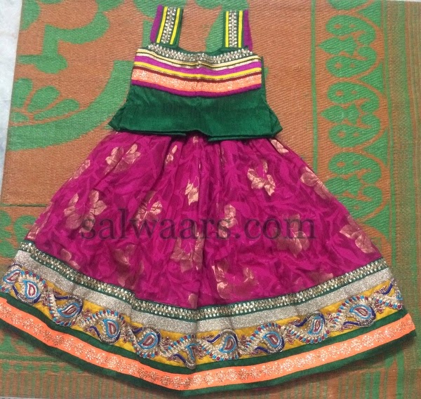 3 Years Age Brasso Work Pink Skirt - Indian Dresses
