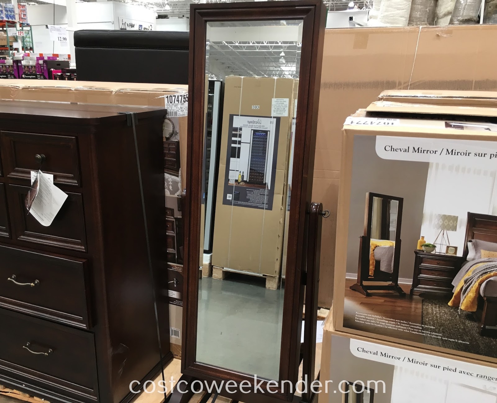 Universal Broadmoore Cheval Mirror with Jewelry Storage Costco Weekender
