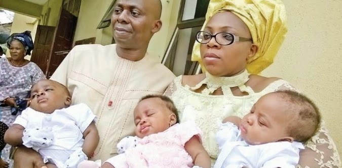 woman gives birth triplets 14 years marriage