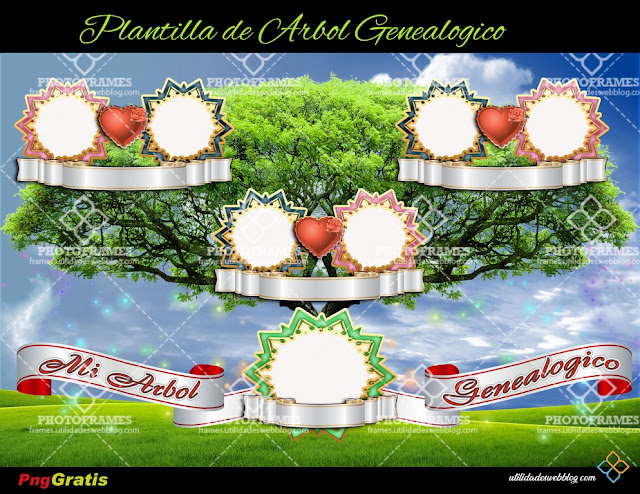Lindo y sencillo árbol genealógico de tercera generación en png gratis