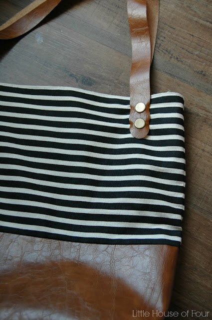 DIY Leather Bottom Fabric Tote - via Little House of Four