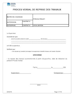 modèle PV de reprise des travaux BTP