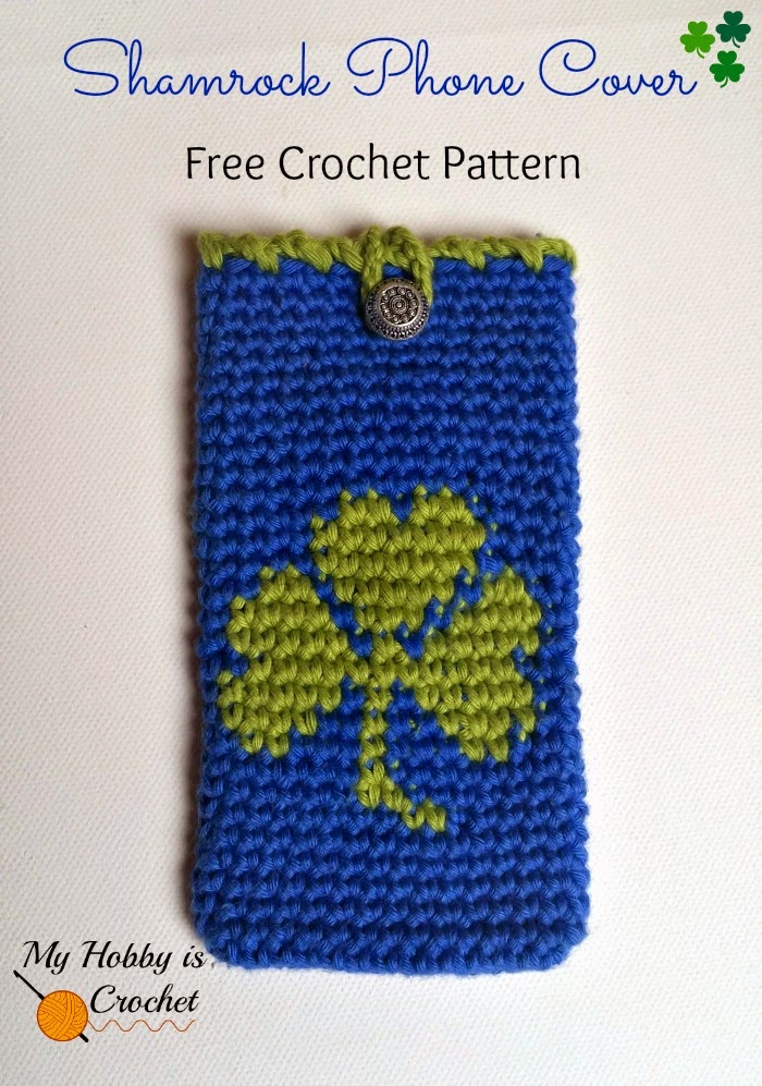 Tapestry Crochet: Shamrock Phone Cover  - Free Pattern: Written Instructions and Graph