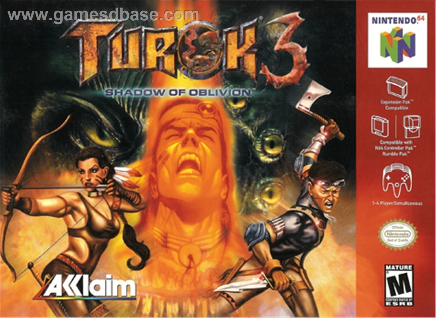 "Turok 3: Shadow of Oblivion"-cover game/top game n64