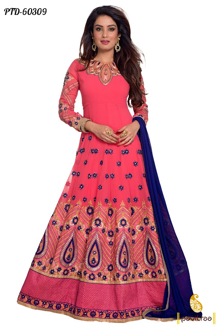 new modern exclusive embroidery design long floor  anarkali salwar suit dress at pavitraa.in