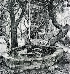 fountain garden hospital gogh van drawings vincent saint 1889 ink chalk pen paul artists