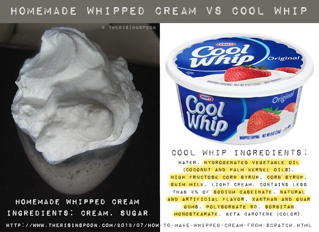 Homemade Whipped Cream vs Cool Whip | www.therisingspoon.com