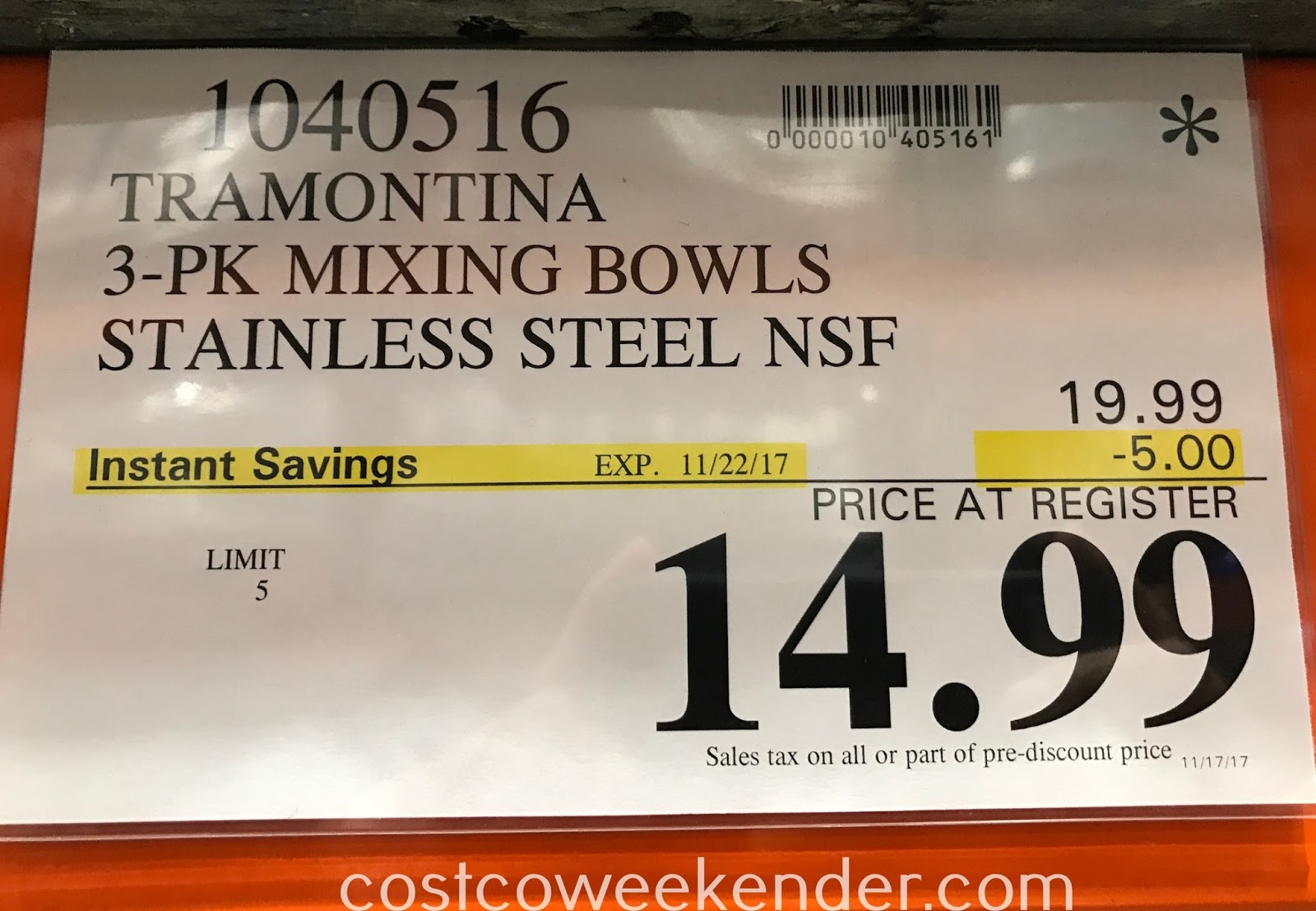 Tramontina 3 pk Mixing Bowls Costco Weekender