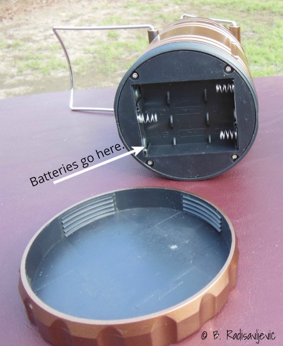 where the batteries go in a MalloMe LED Camping Lantern