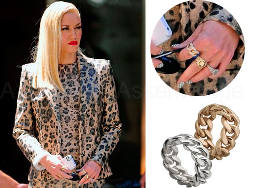 While browsing important web sites the other day, I stumbled upon some pictures of Gwen Stefani and fell in love with a curb chain ring she had on. Long story short I decided to make my own version and recycle some broken rings while at it.Now, if you can handle a torch and silver you can make a similar version with silver curb chain and some solder. If not then this is a much better way for you to create this style.  A very cute project and quite easy too!  You will need:  -  plain rings (I used some broken adjustable rings I had laying around)  - curb chain (best if the width is the same or larger than the rings)  - E6000 glue  - pliers  - toothpick and an old ring box cushion or a piece of styrofoam  You can use brand new or recycle old rings. I used some broken (their decorations had come off) adjustable ring bases. Since the chain will decorate them don't worry if there is any discoloration or chipping etc.   Start by wearing the ring you will use. Place a piece of the curb chain on it and count the links you need to use to cover the ring's surface. Use your pliers to open and detach the links needed from the rest of the chain.  Continue by placing your ring on a piece of styrofoam or an old ring box cushion to keep it stable while working on it.  Apply a little amount of glue on the toothpick and spread it along the top of the ring. Carefully put the chain links over the glue on the surface of the ring. Align the chain along the ring and apply a bit of pressure on it for a few seconds.  Let it dry for a while and you are done! You can use different metals such as bronze, copper etc. I made this in silver, bronze and neon pink by applying some nail polish on the chain.  Mix it up and enjoy! Hope you like it :)  xoxo