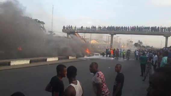 Photos: Petroleum tanker explode at Mile 2, Lagos