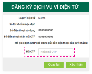 Liên kết VCB với ví Momo bước 4 Liên kết VCB với ví Momo bước 4