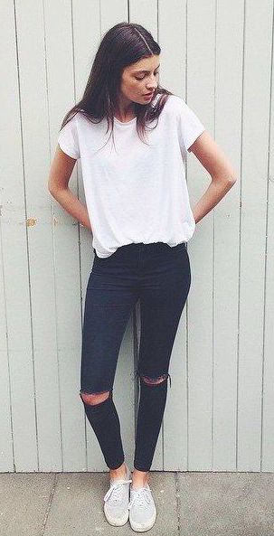 plain white shirt and black pants