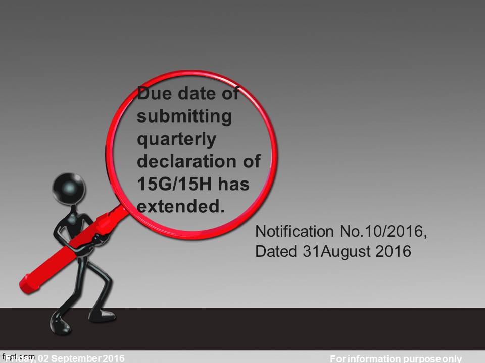 Tax Due date of submitting quarterly declaration of 15G/15H has