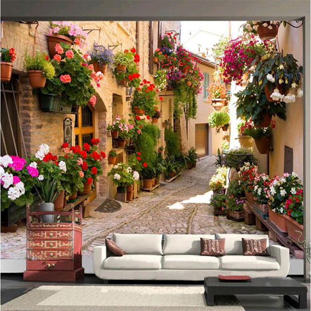 Mural wallpaper for home photo wallpaper Mediterranean romantic mural wall paper landscape flowers bedroom living room Mural wallpaper for home photo wallpaper Mediterranean romantic mural wall paper landscape flowers bedroom living room