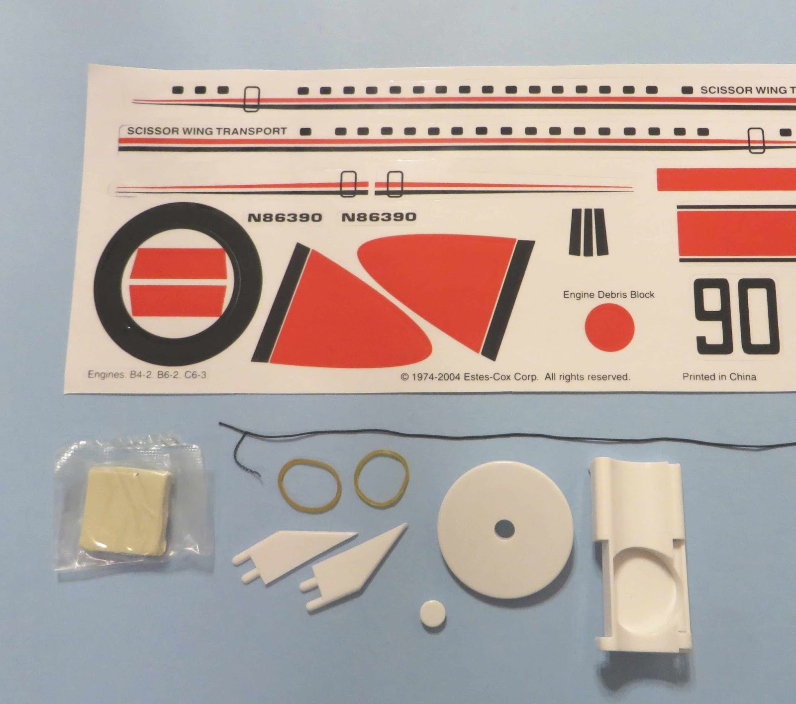 Model Rocket Building Estes Scissor Wing Transport Build, Part 1, Parts