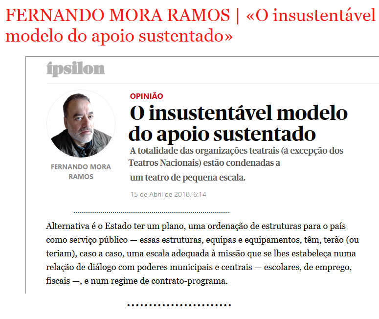 FERNANDO MORA RAMOS | «O INSUSTENTÁVEL MODELO DO APOIO SUSTENTADO»