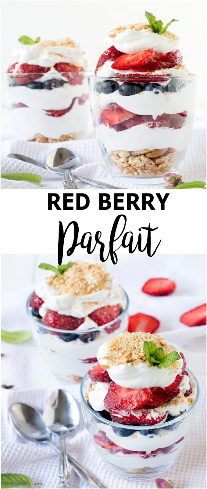 White & Blue Summer Berry Parfaits by BirdsParty.com @birdsparty