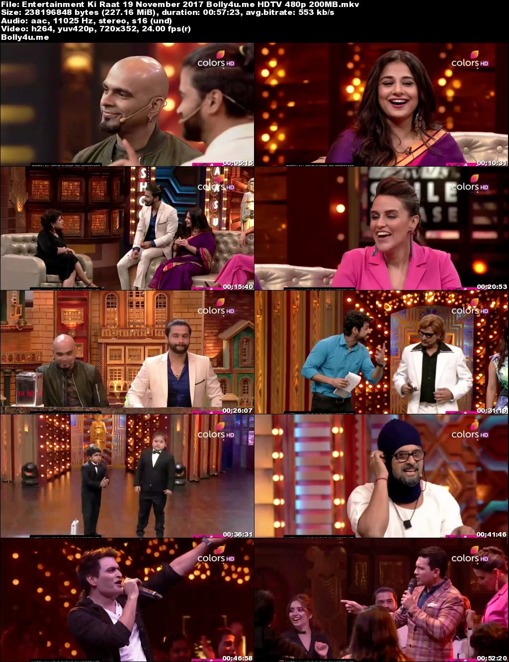 Entertainment Ki Raat HDTV 480p 200MB 19 November 2017 Download