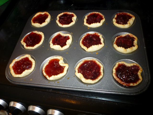 uncooked pastry cases and jam