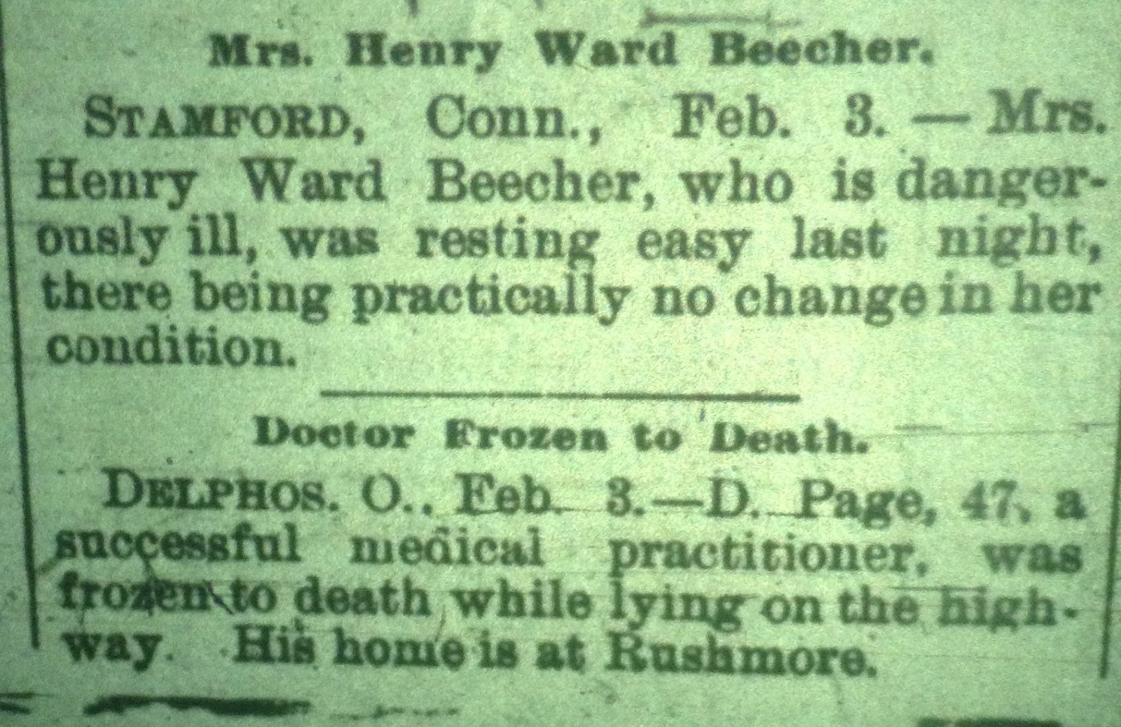 Indiana News From the Past: Obits from February 3, 1897