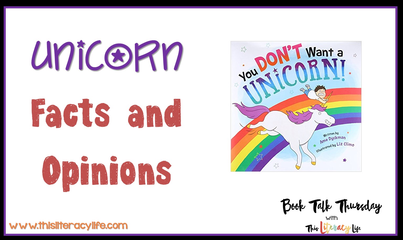 Unicorn Facts and Opinions on Book Talk Thursday This Literacy Life
