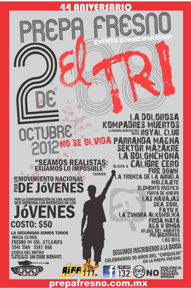 Rock and Ring Mx El TRI conmemora el 2 de Octubre en la Prepa Popular Fresno
