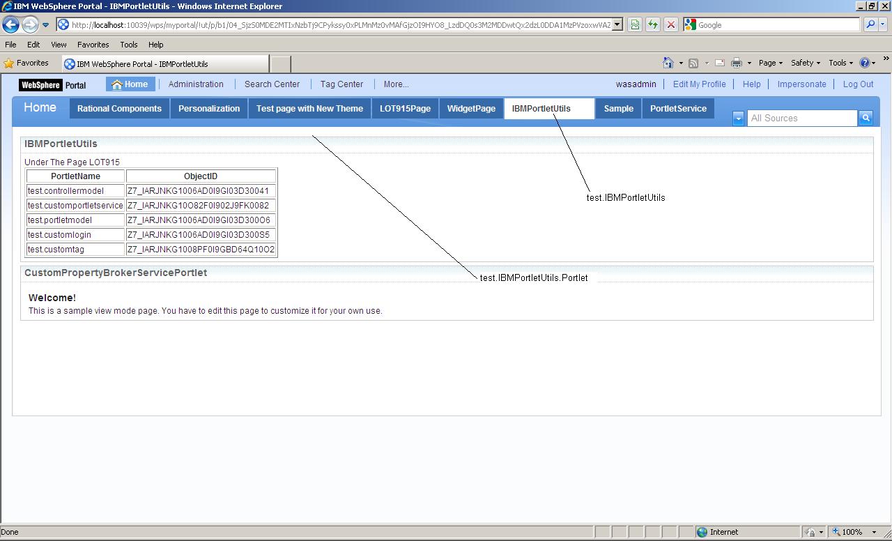 IBM sphere Portal Server Sample Code for PortalURLGenerationService