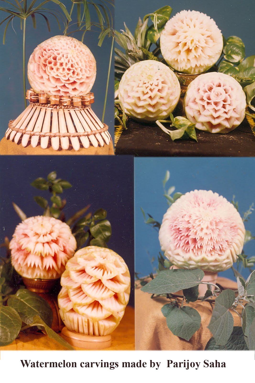 Watermelon carvings made by Parijoy Saha.