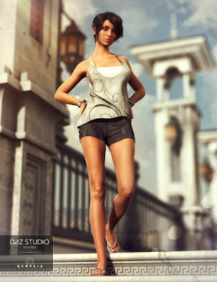 3d Models Art Zone - Casual Summer, Vigilante Outfit ja Austrani Outfit for Genesis 3 Nainen (t)