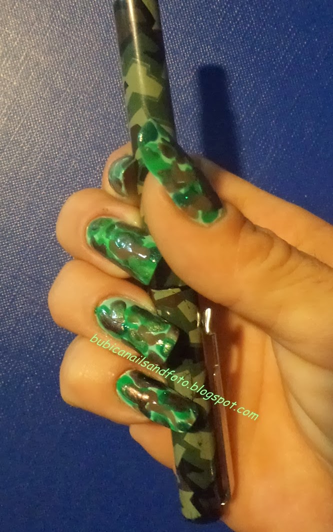 simple nails 298 camouflage green nails ,camouflage nail art
